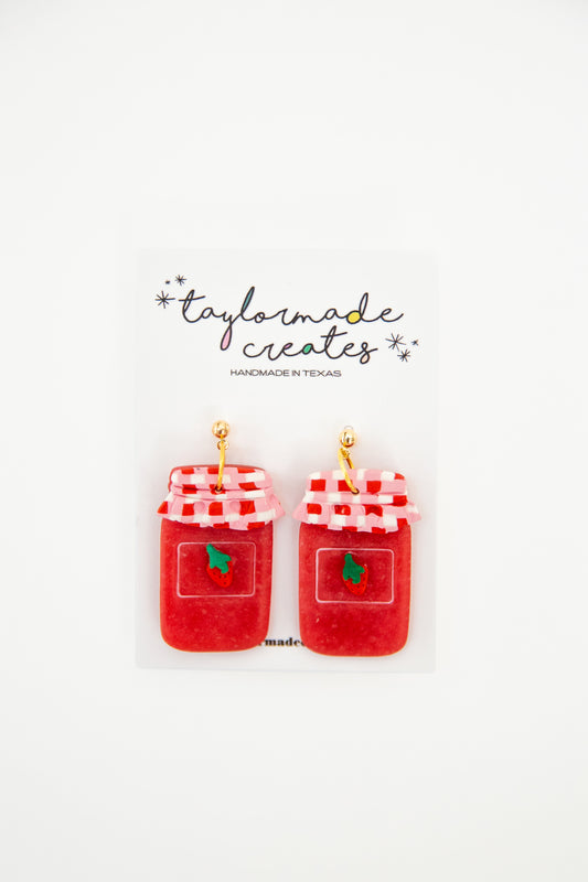Strawberry Jam Jar Earrings - Large