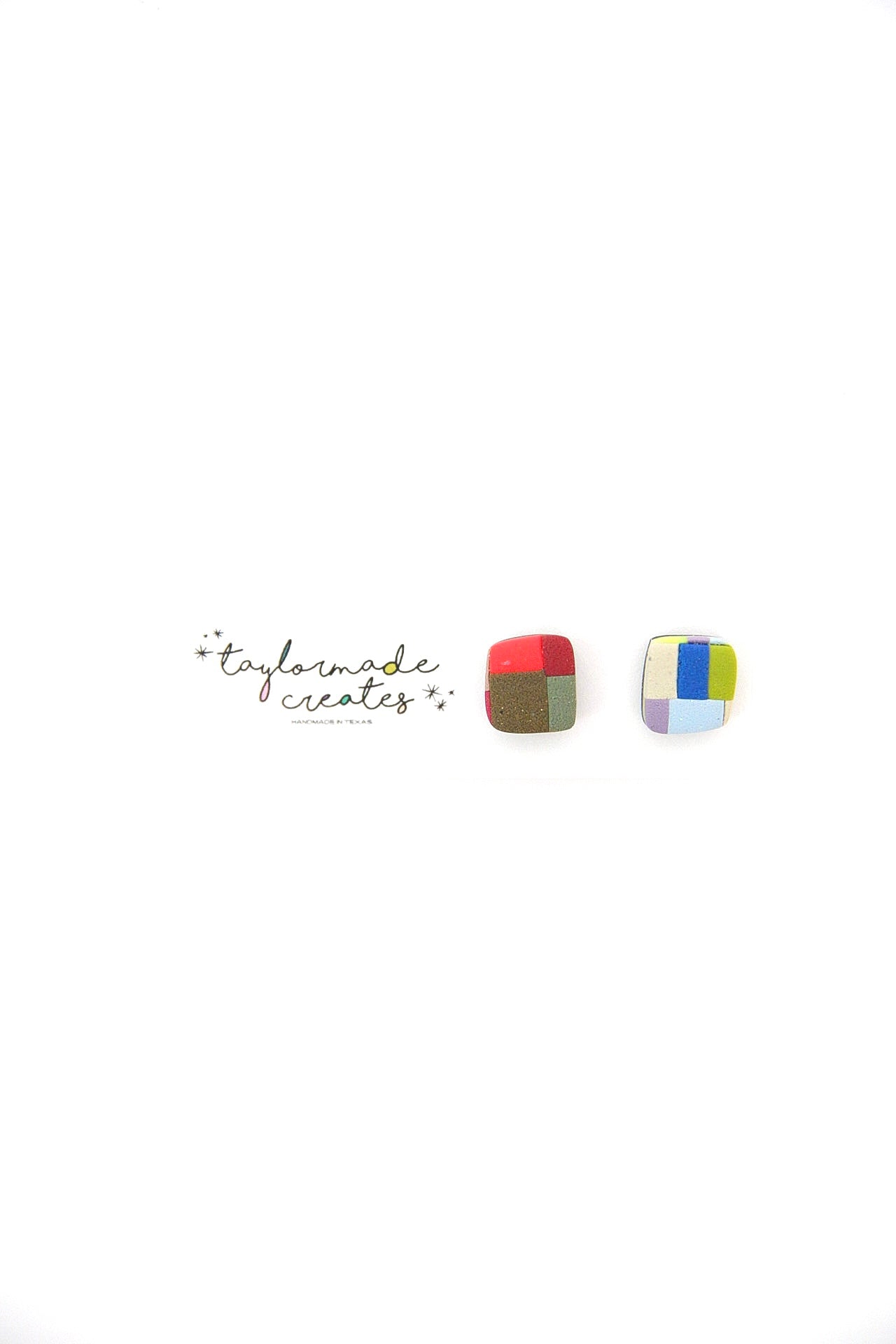 Patchwork Square Studs