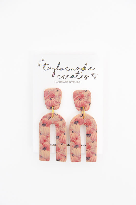 Peach Pumpkin Patch Arch Earrings - Large