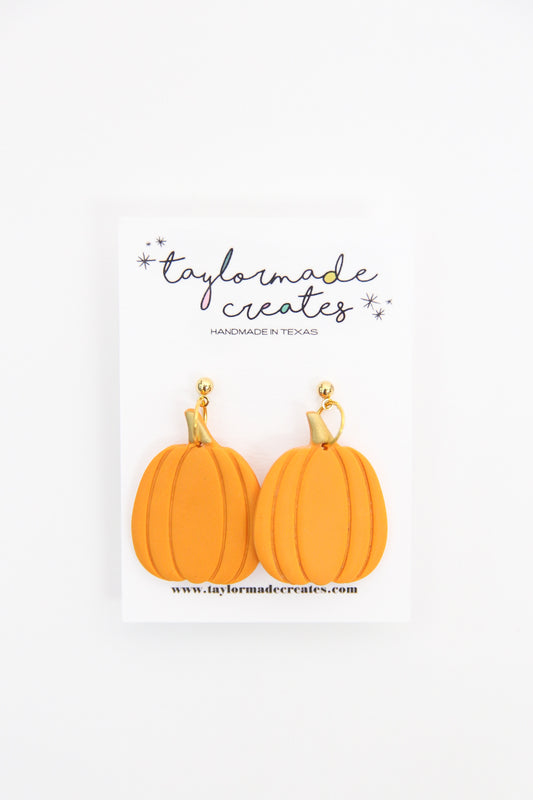 Orange Pumpkin Earrings - Large