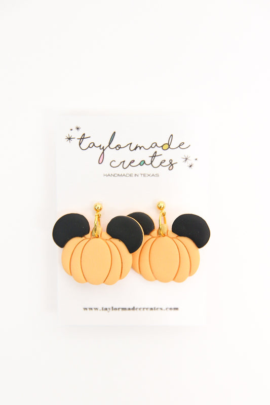 Peach Pumpkin Mouse Earrings- Large