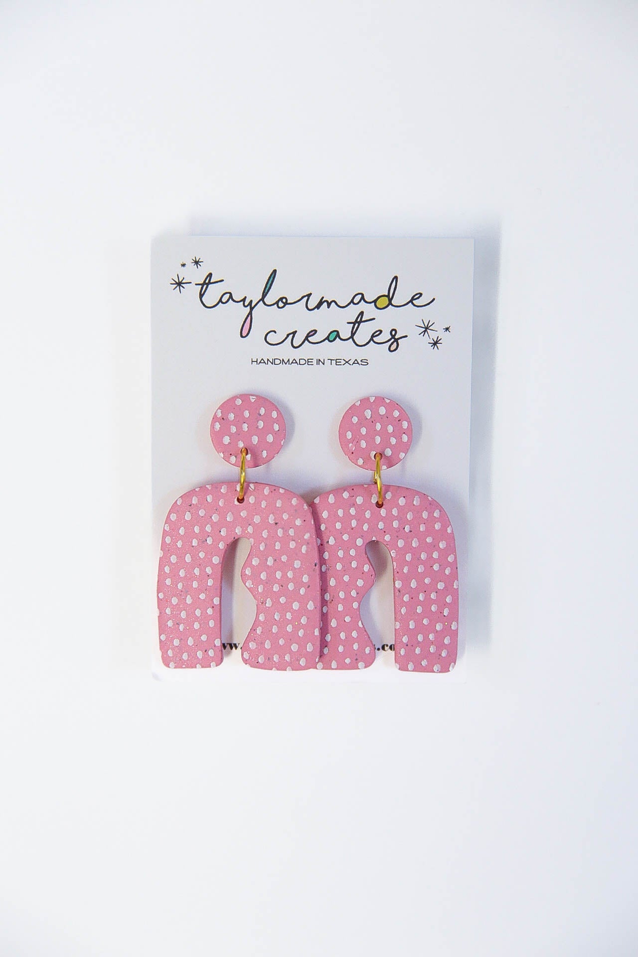 Pink Polka Dot Arch Earrings - Large