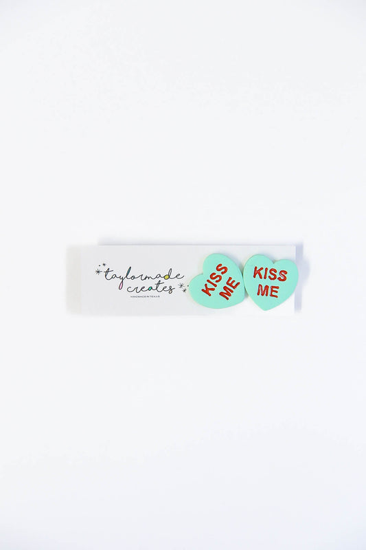 Green Conversation Heart Studs