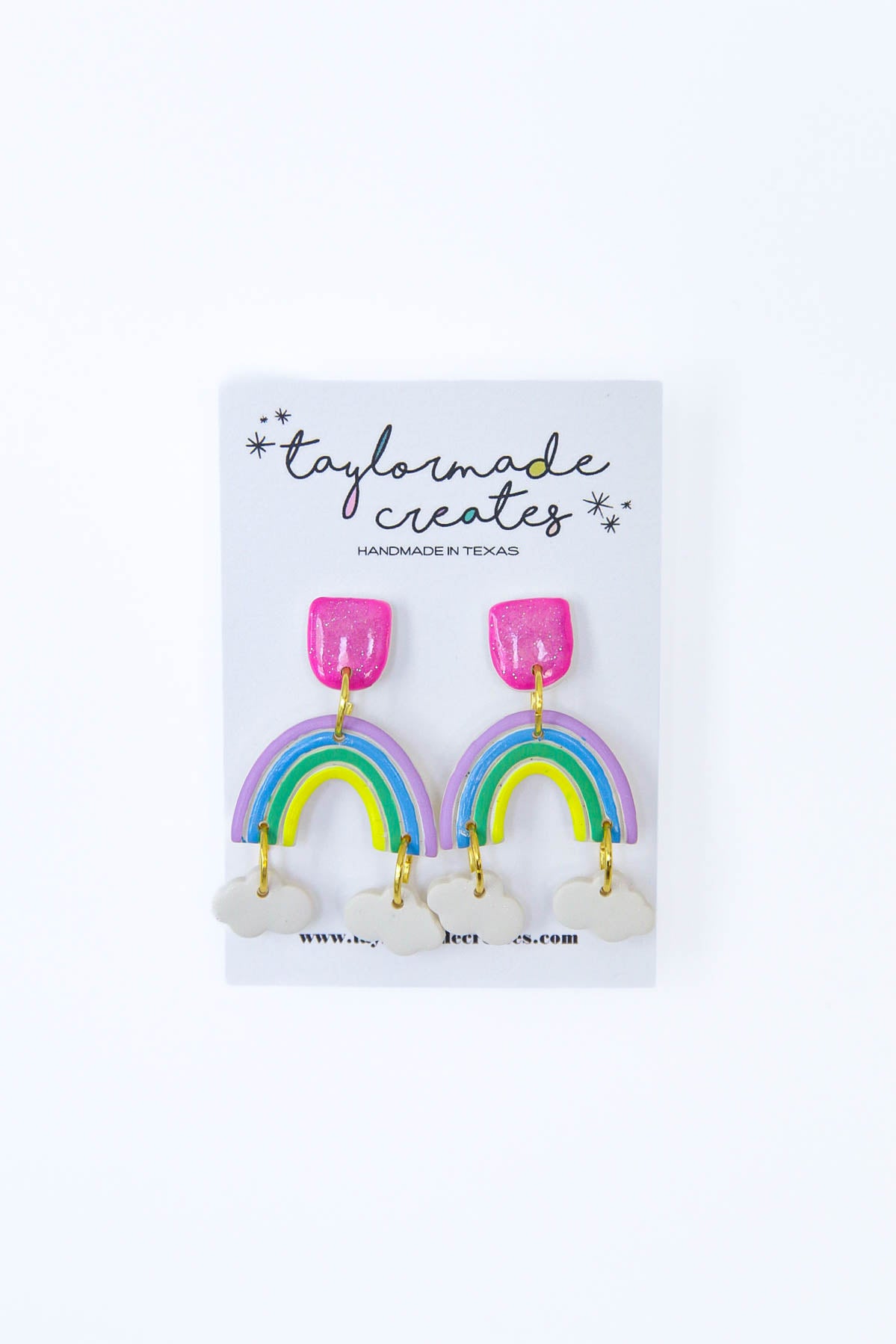 Rainbow & Cloud Dangle Earrings - Large