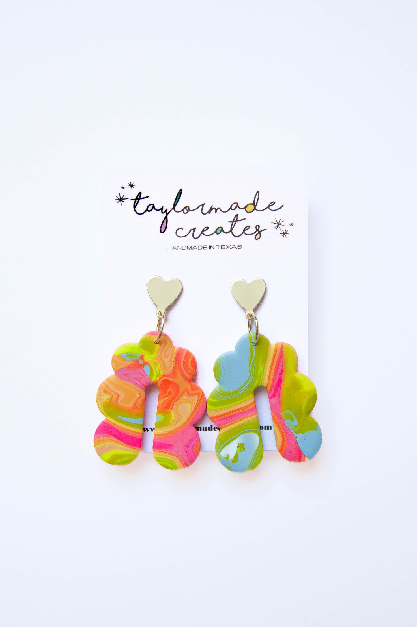 Neon Marble Cloud Earrings - Large
