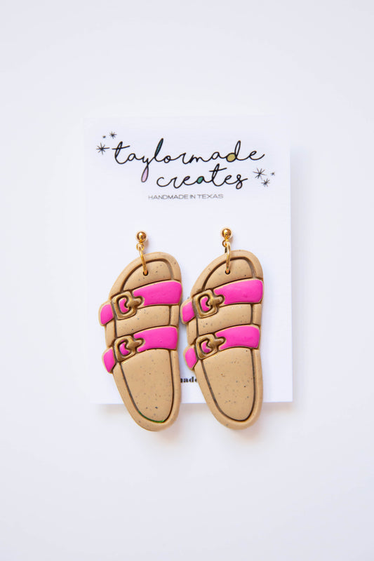 Pink Birk Sandal Earrings - Large