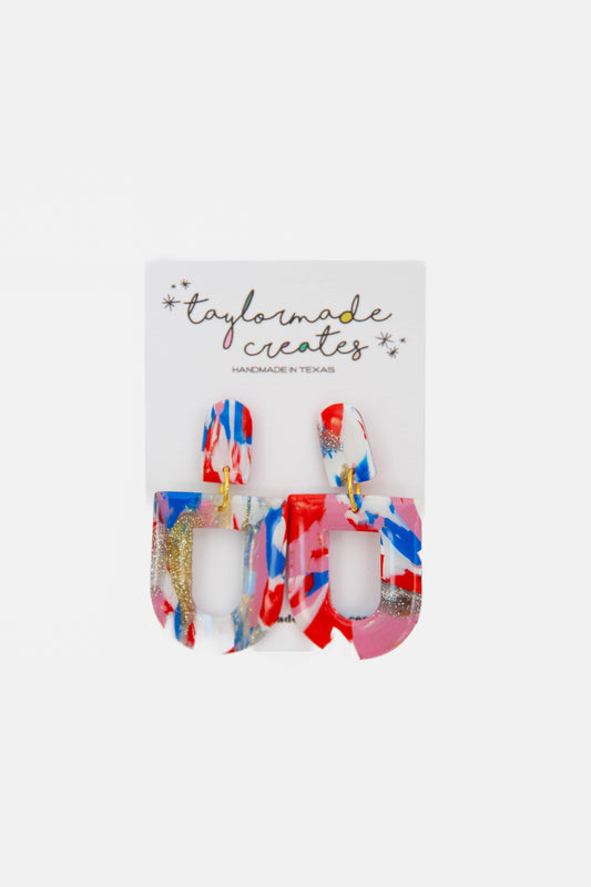 Scrappy Patriotic Dome Earrings - Large