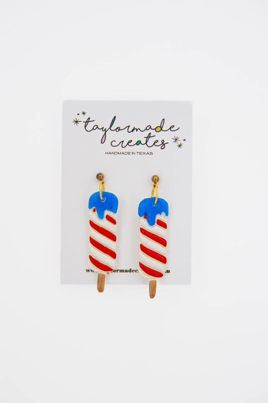 Red, White & Blue Popsicle Earrings - Medium