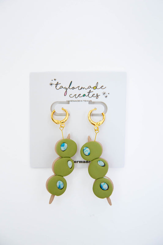 Blue Cheese Olive Huggie Earrings - Medium