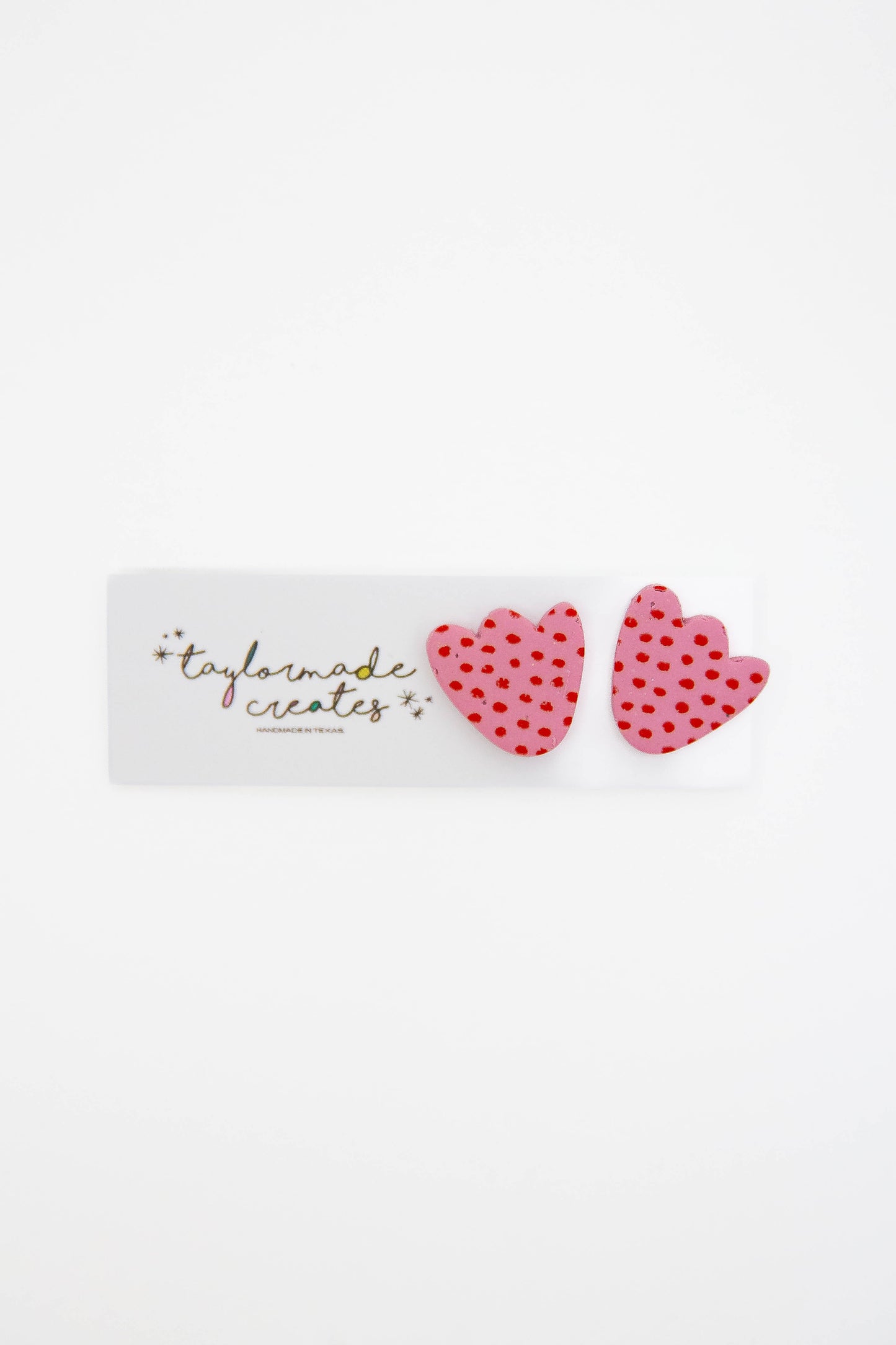 Pink Polka Dot Petal Studs