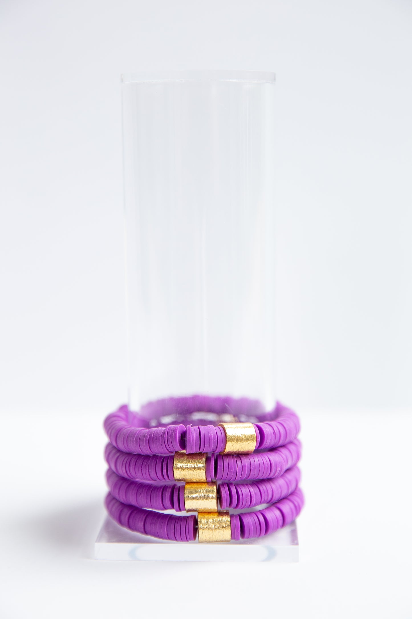 Primrose Vinyl Disk Beaded Elastic Bracelet