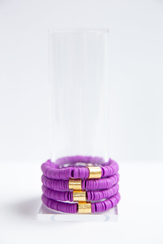 Primrose Vinyl Disk Beaded Elastic Bracelet