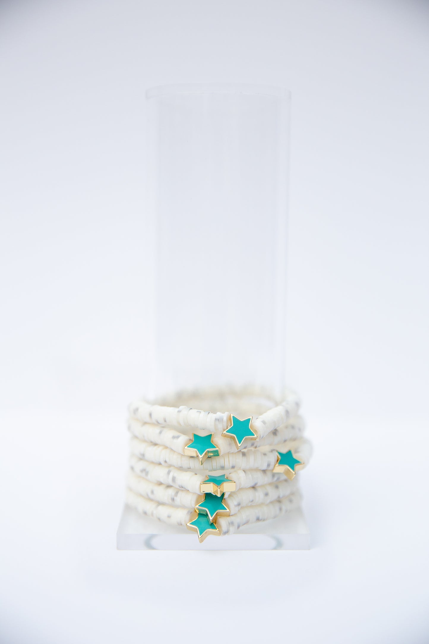 White & Aqua Star Elastic Bracelet