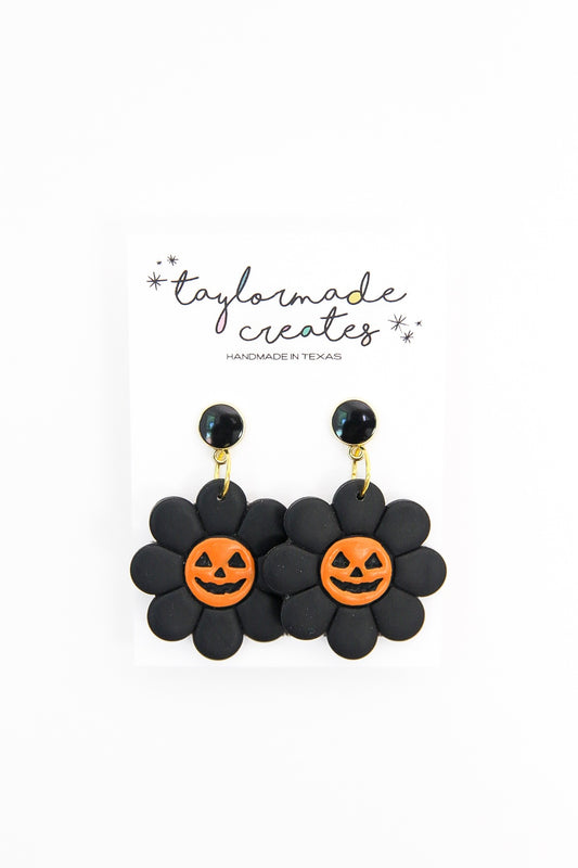 Black Halloween Daisy Earrings- Large