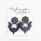 Black Glitter Bat Earrings- Large
