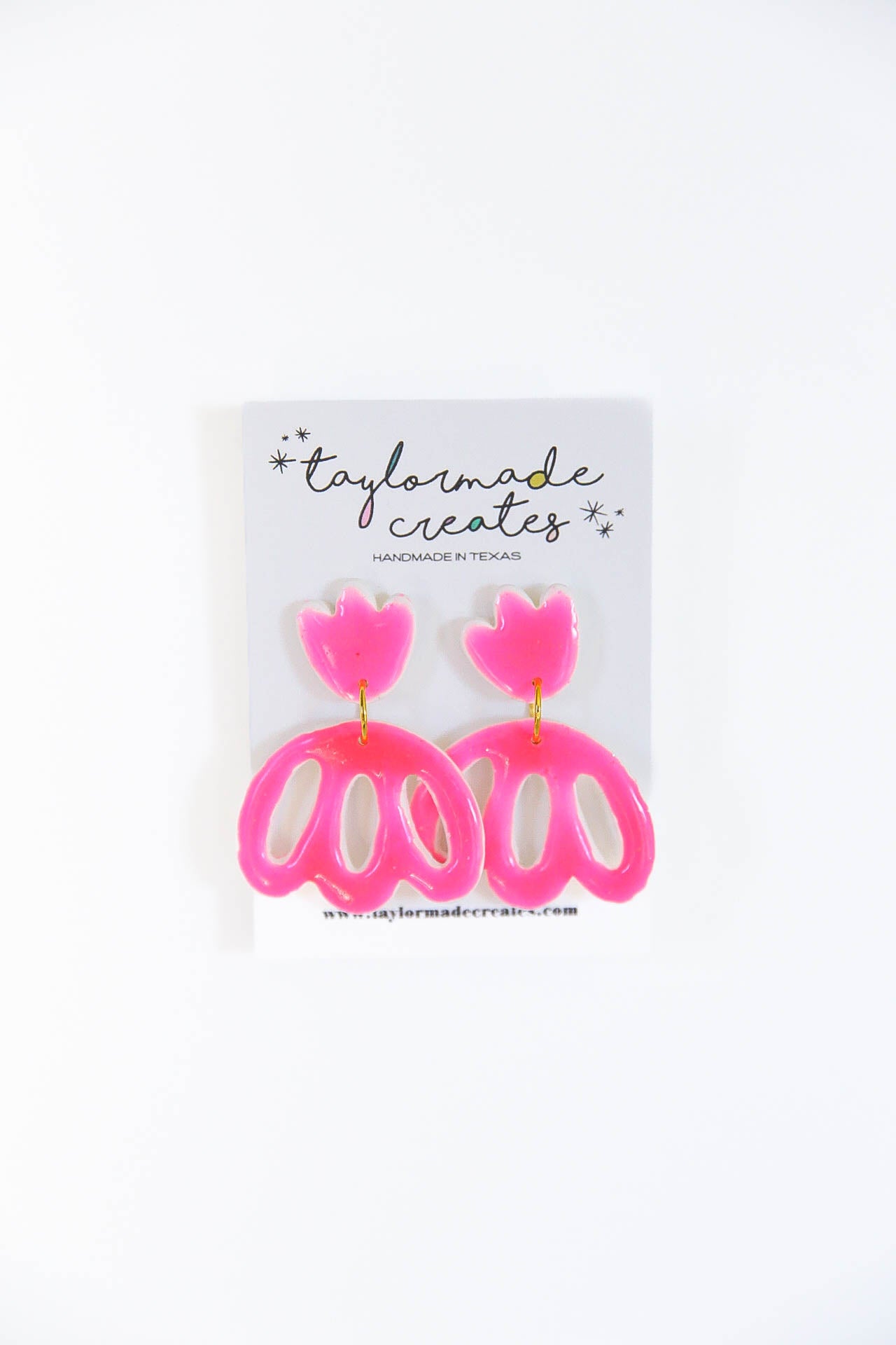 Hot Pink Petal Scalloped Earrings - Large