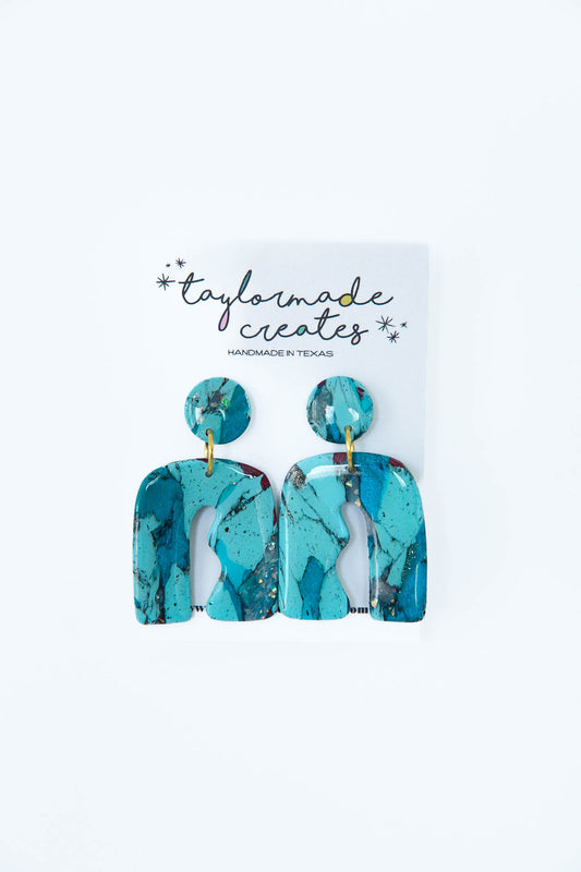 Turquoise Marble Scrappy Earrings - Large