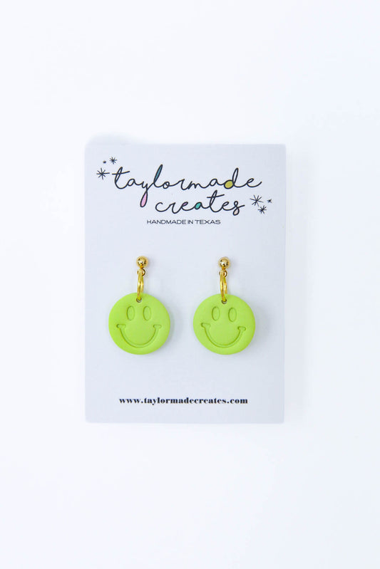 Lime Smiley Earrings - Small