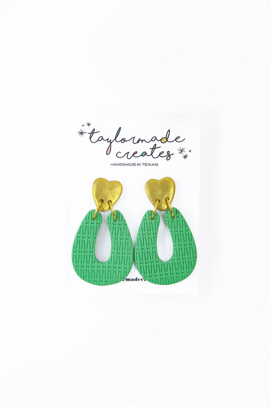 Green & Gold Lucky Earrings - Large