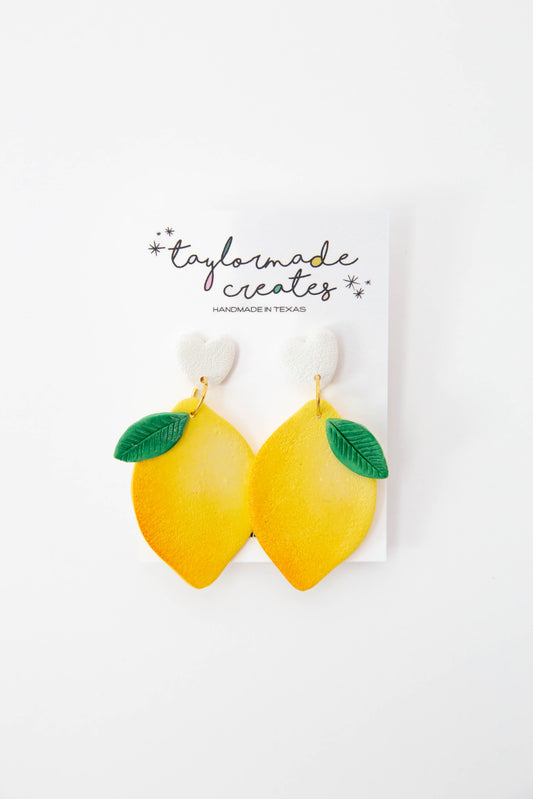 Lemon & Heart Earrings - Large