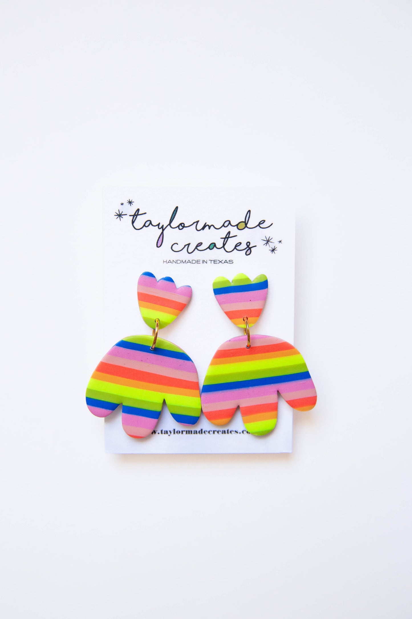 Colorful Striped Petal Earrings - Large