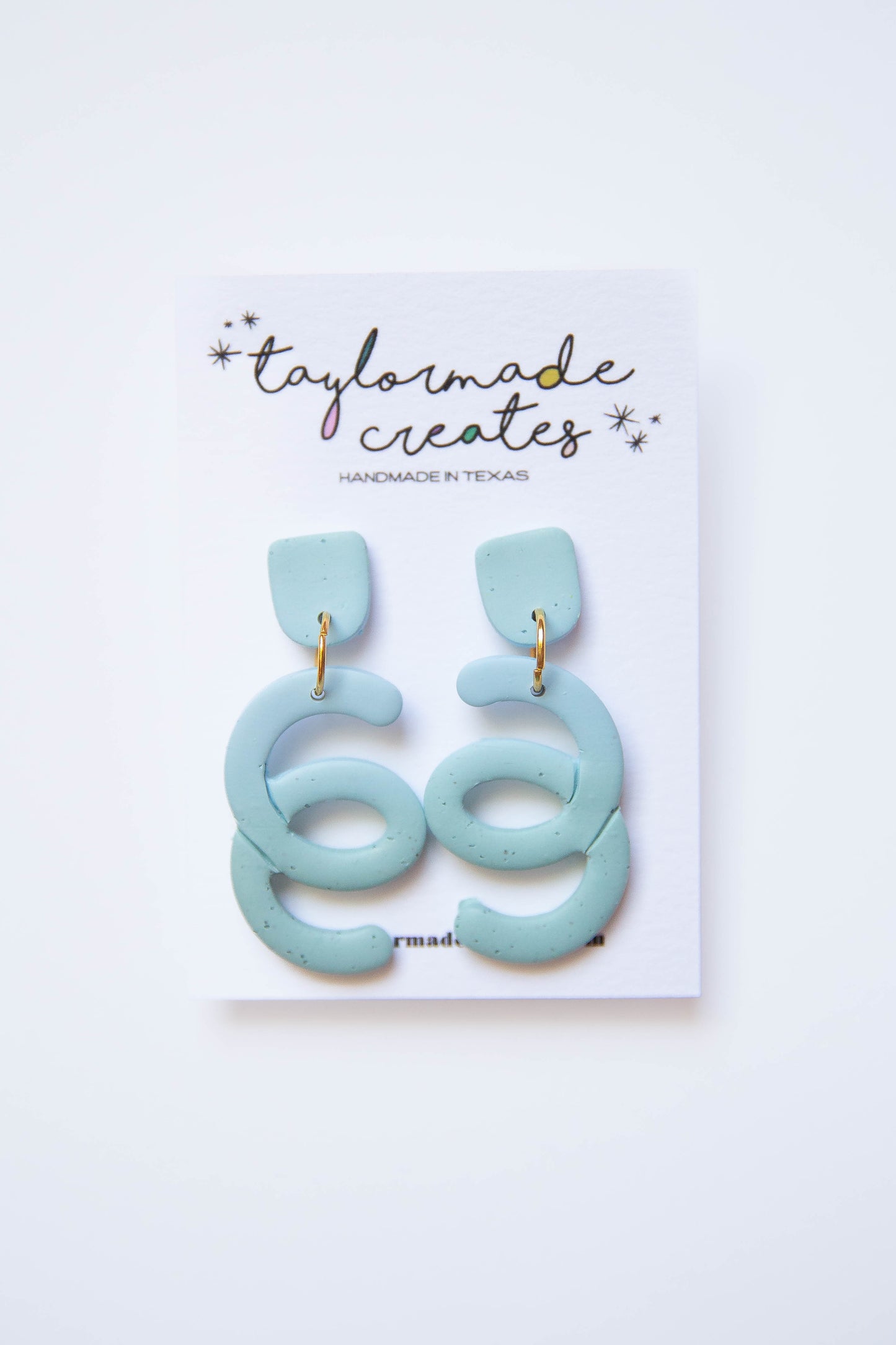 Light Blue Ombre Squiggle Earrings - Large