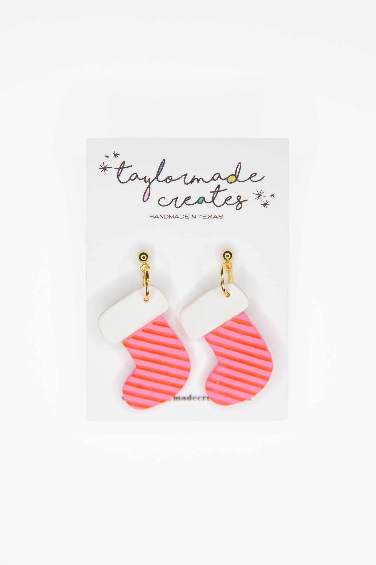 Pink Stocking Dangle Earrings