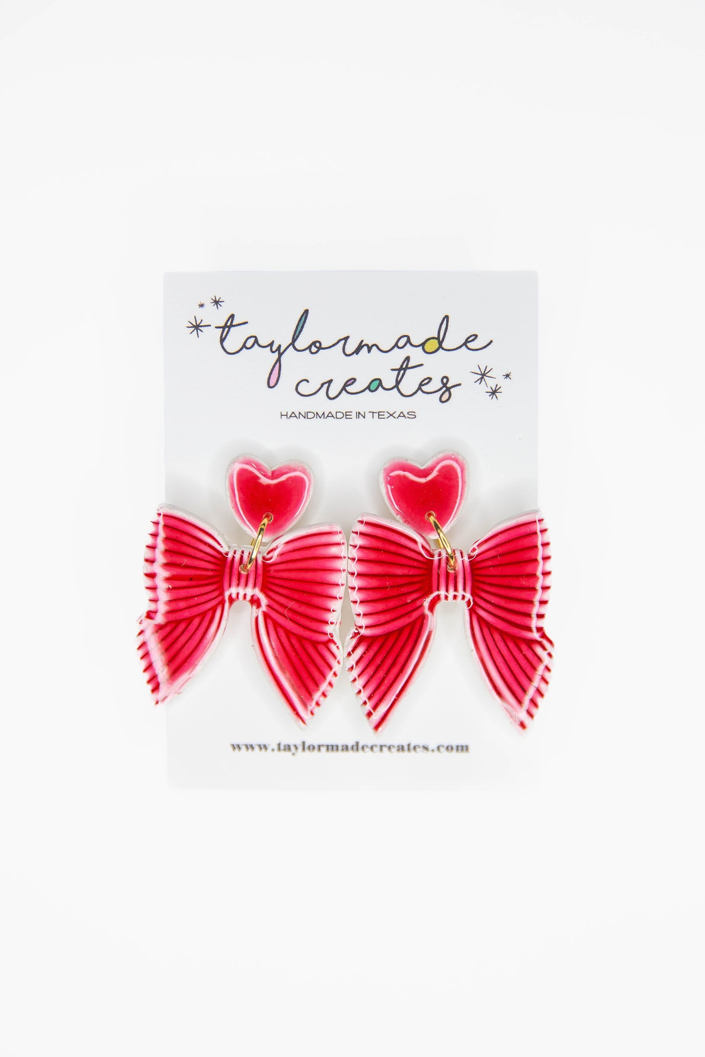 Red Stripe Bow Earrings