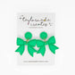 Green Button Bow Earrings