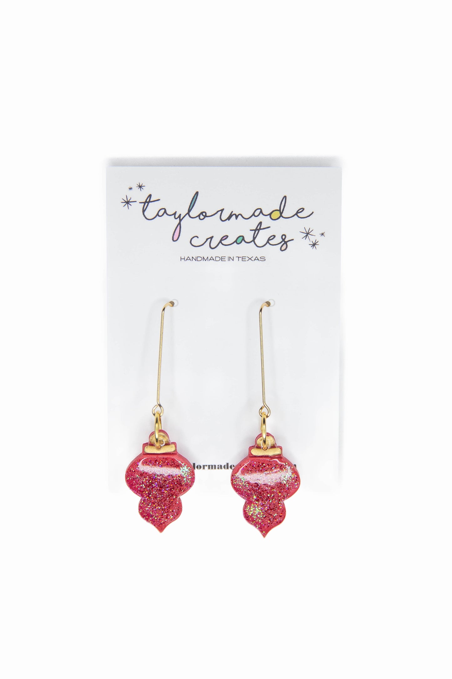 Red Shiny Ornament Dangle Earrings