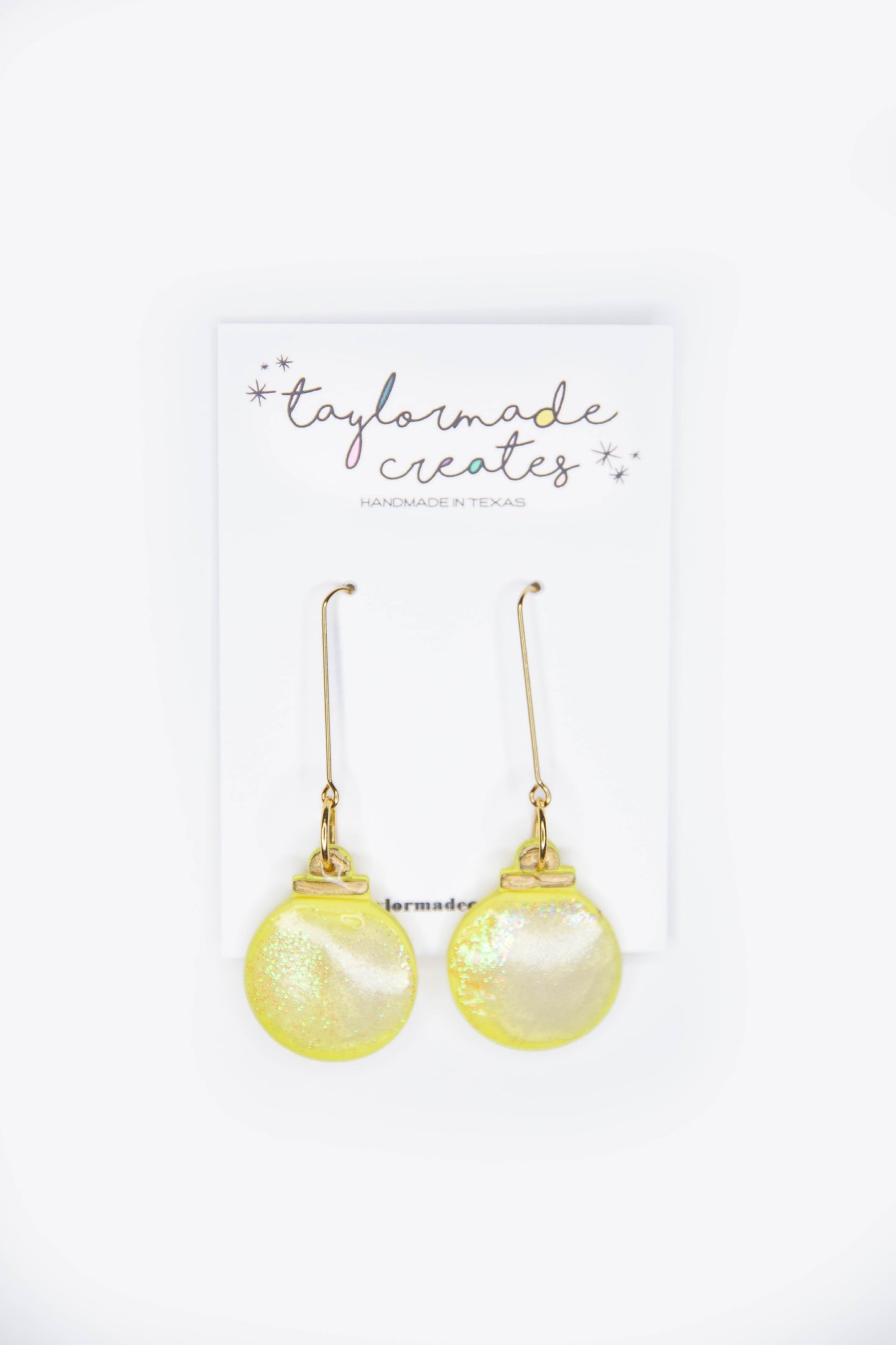 Yellow Shiny Ornament Dangle Earrings