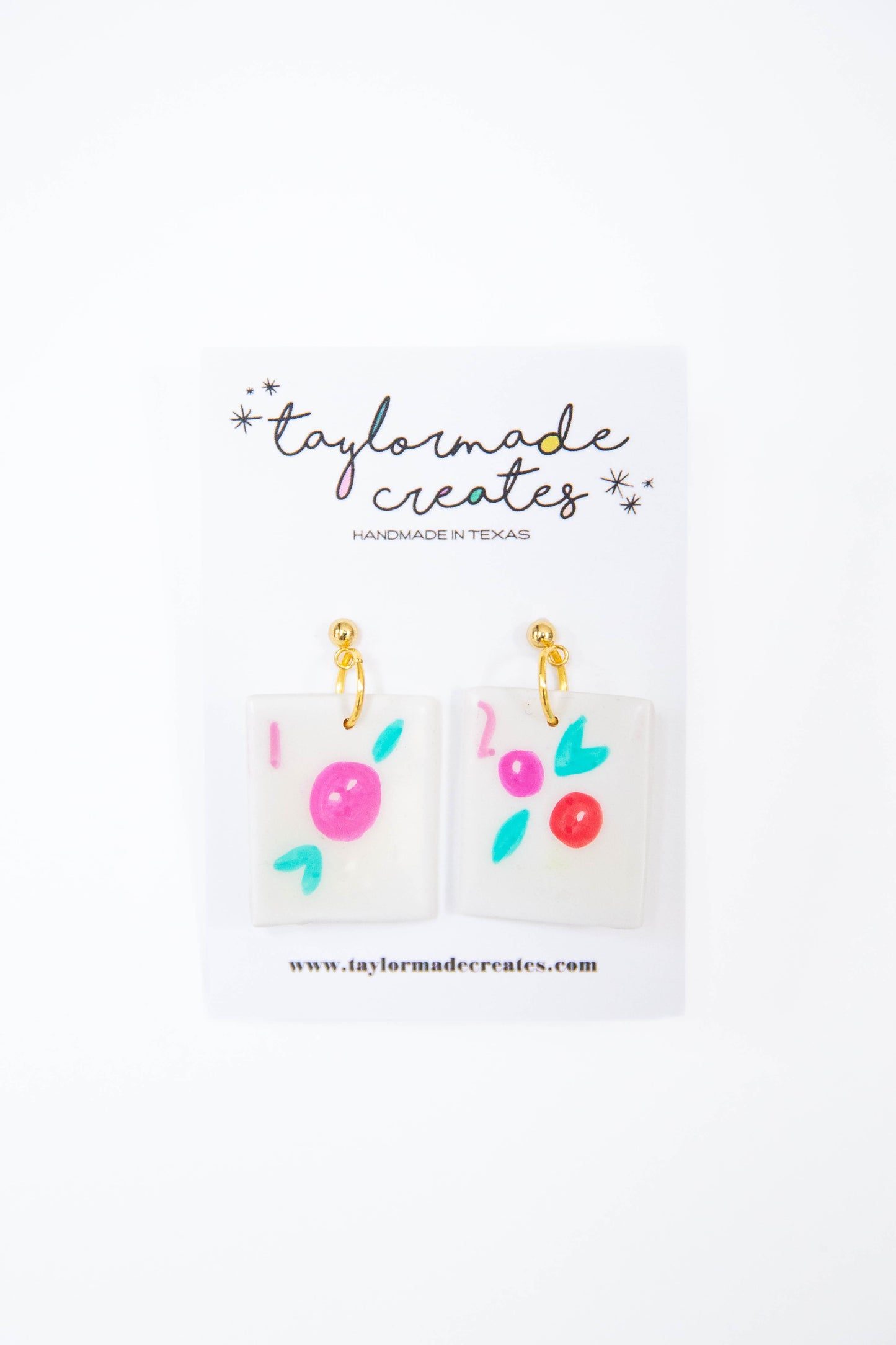 Mahjong Tile Earrings - Flower Dots