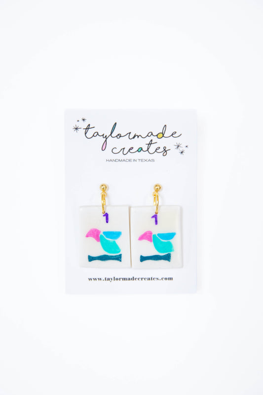 Mahjong Tile Earrings - Bird Bam