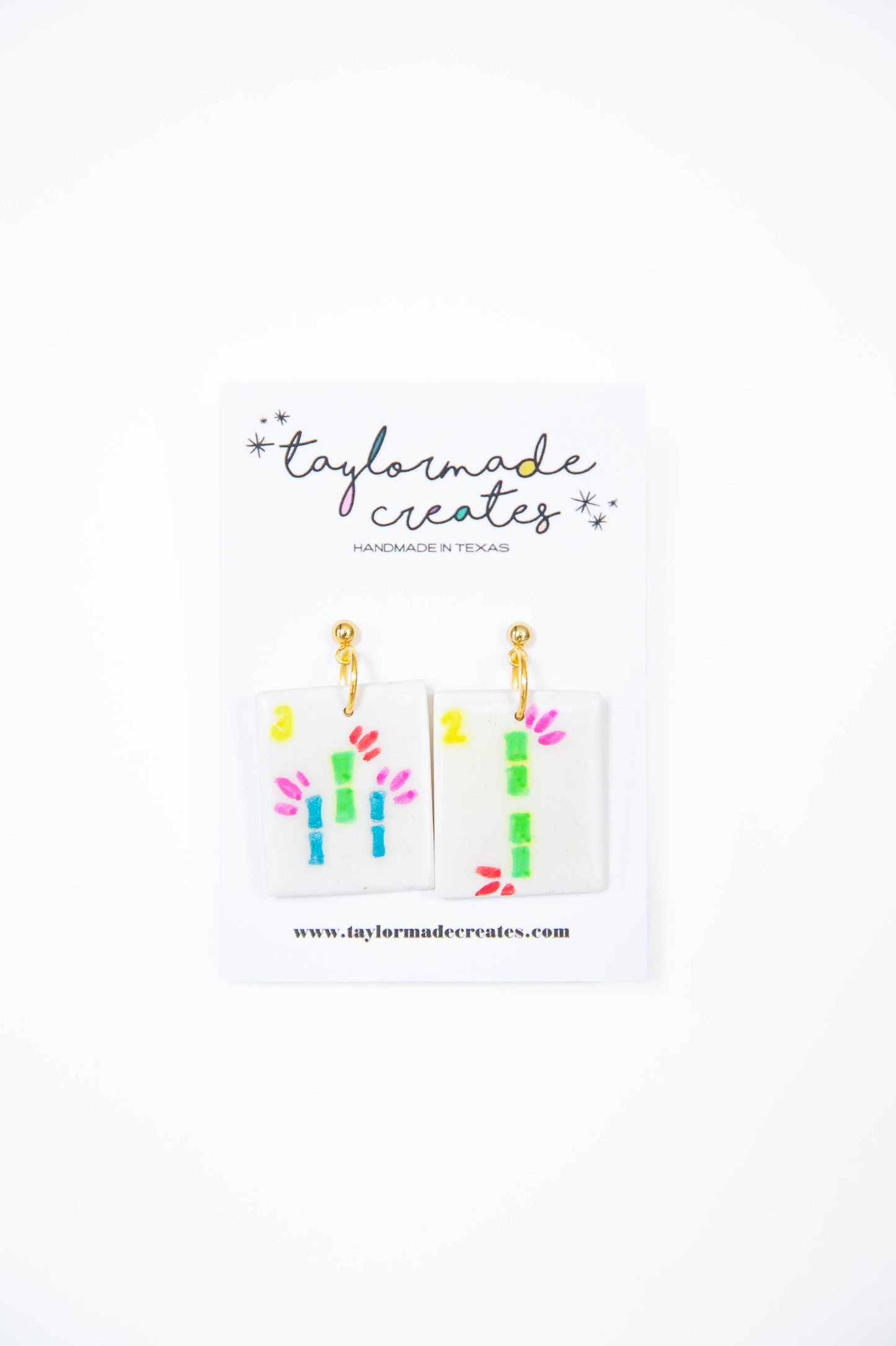 Mahjong Tile Earrings - Bams