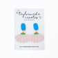 Blush & Blue Coneflower Dangle Earrings - Medium