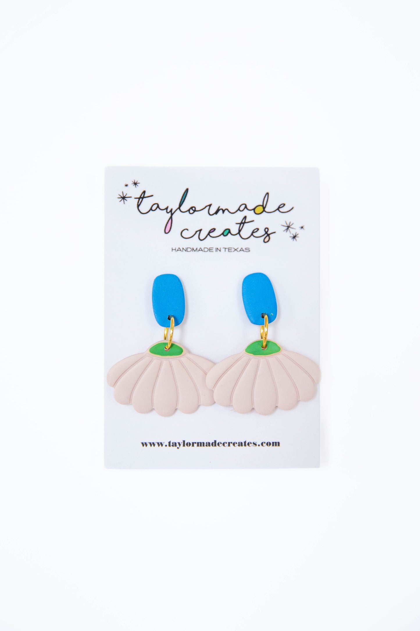 Blush & Blue Coneflower Dangle Earrings - Medium