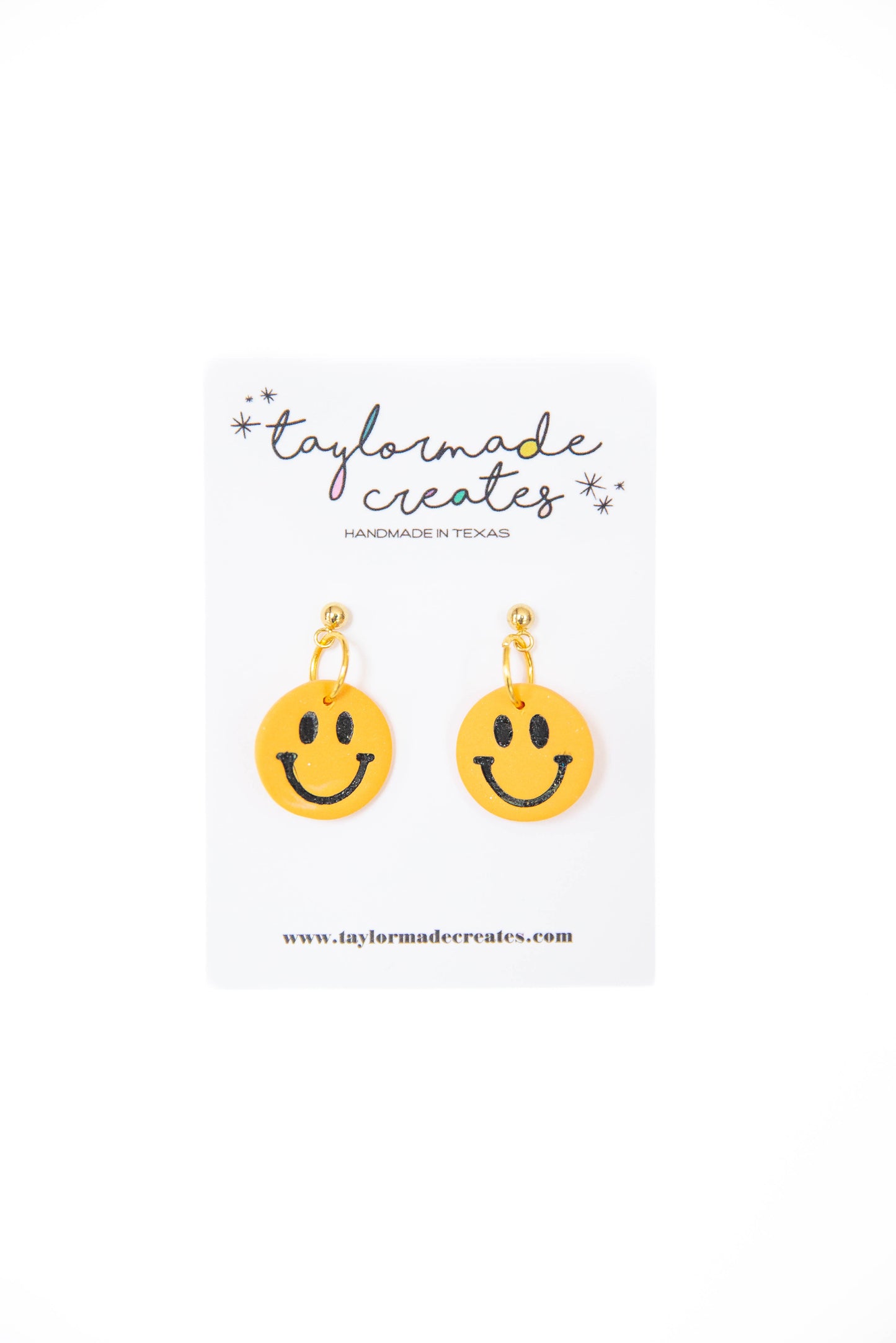 Orange Happy Face Dangle Earrings - Small