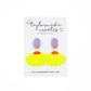 Neon Yellow & Lavender Coneflower Dangle Earrings - Medium