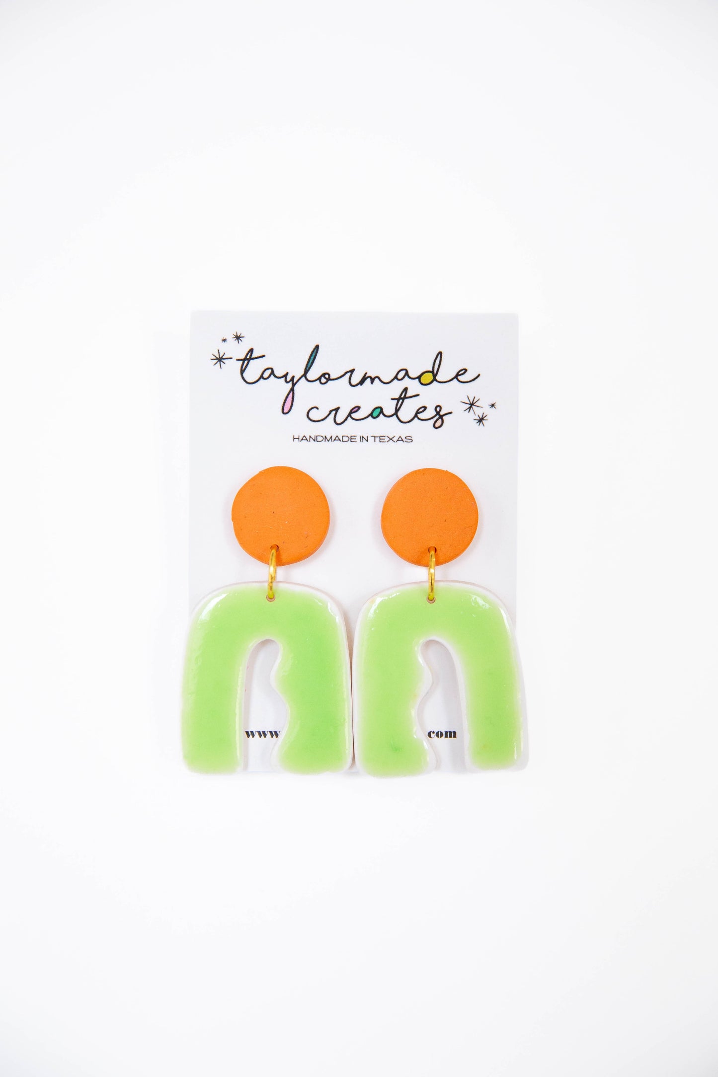 Mint & Orange Arch Dangle Earrings - Large