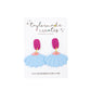 Baby Blue & Burgundy Coneflower Dangle Earrings - Medium