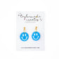 Blue Happy Face Dangle Earrings - Small