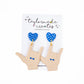 I Love You Sign Blue Earrings  - Large