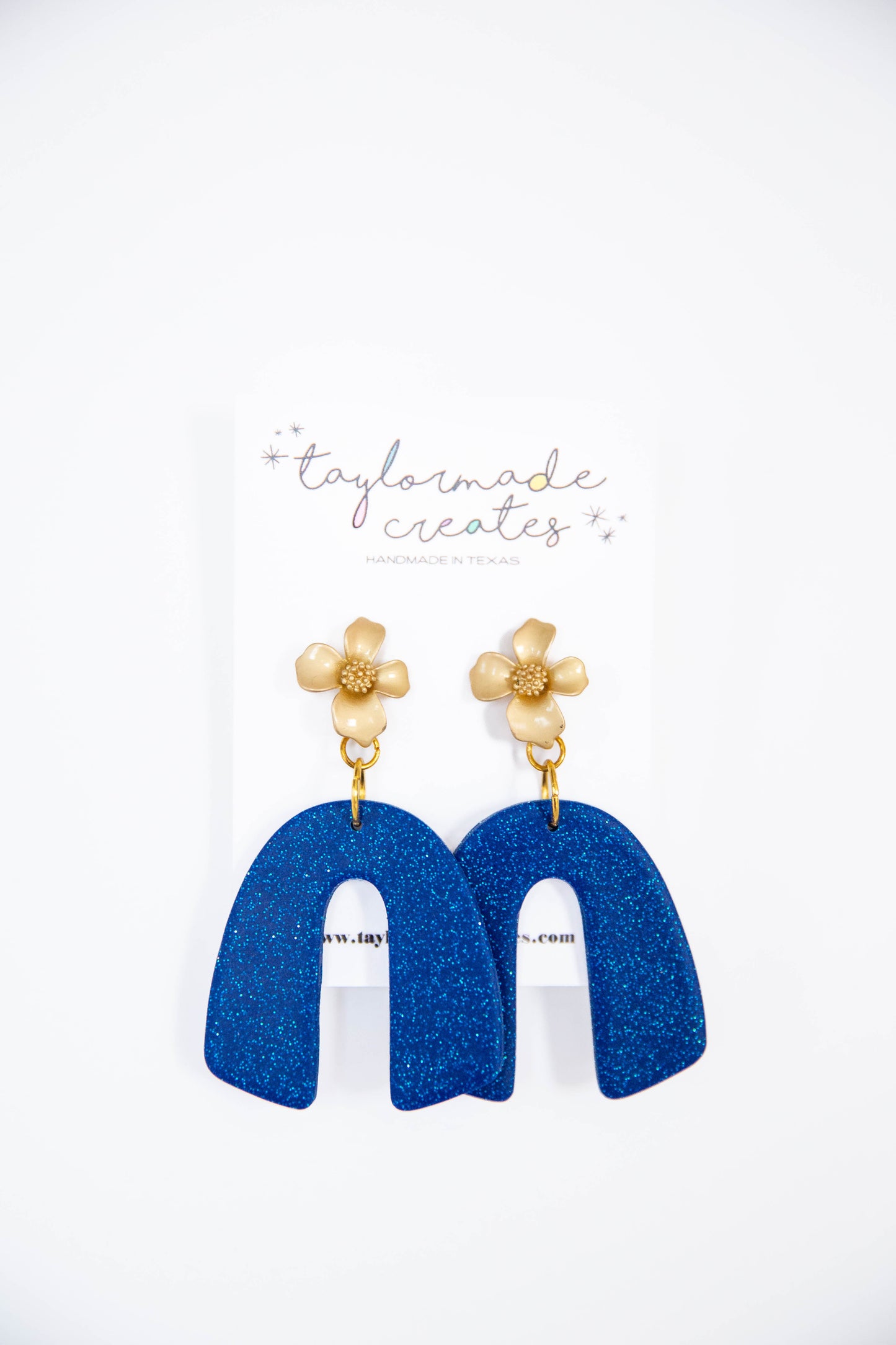 Blue Glitter Arch Earrings - XL