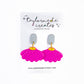 Hot Pink & Silver Coneflower Dangle Earrings - Medium