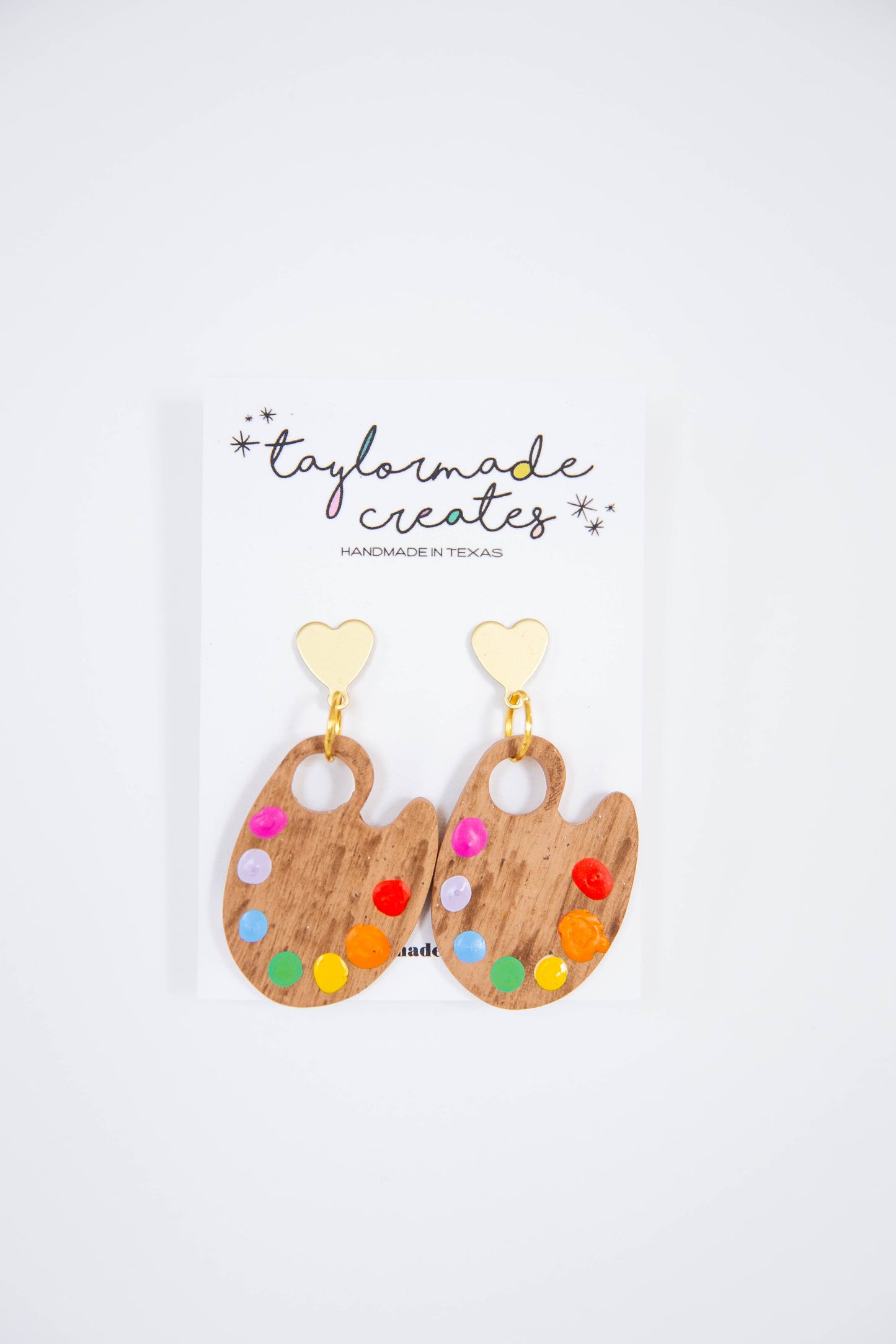 Artist's Paint Palette Dangle Earrings - Medium