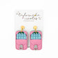 Pink & Blue Sardine Tin Earrings - Large