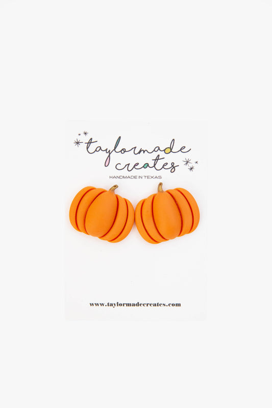 Puffy Pumpkin Stud Earrings - Medium