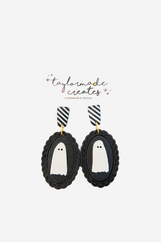 Black Ghost Frame Earrings - XL
