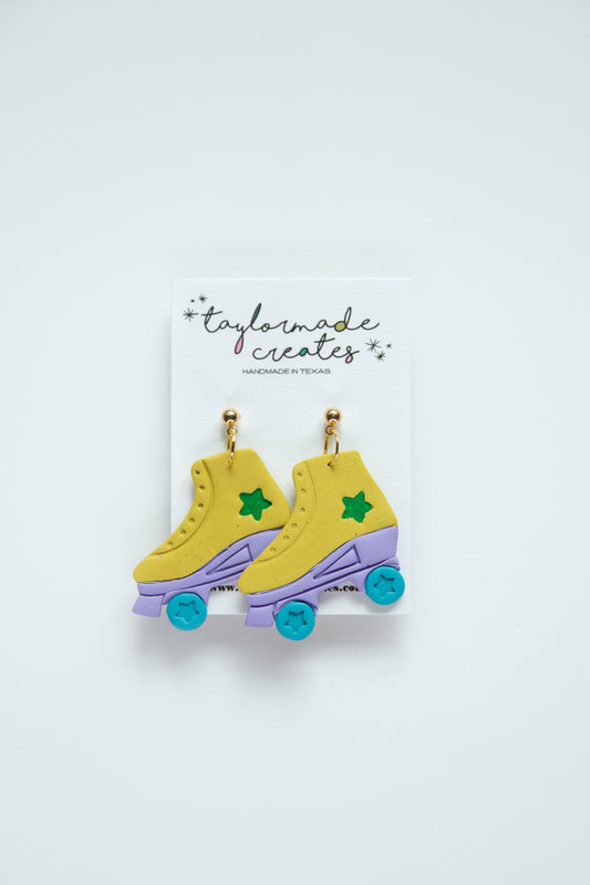 Mustard & Lavender Roller Skate Earrings - Large