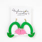 Green & Pink Tulip Earrings - XLarge